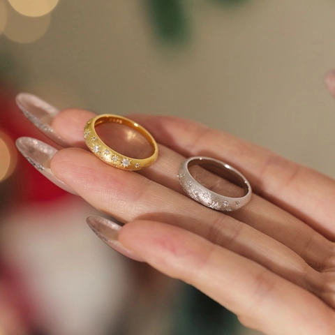 925 Sterlingsilber Sternschliff Ring Minimalistisch Zirkonia Eingelegt Matt Fingerring Elegant Weihnachten Schmuck Geschenk Für Damen