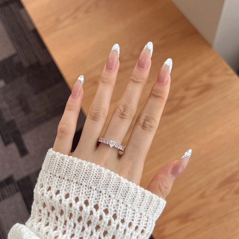925 Sterling Silver Heart Rainbow Zirconia Ring Dopamine Color Sweet Adjustable Finger Ring Fine Jewelry Gift For Women