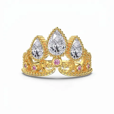 Lussuoso Anello a Corona in Argento Sterling 925 per Donna con Zirconia Intarsiata Elegante Gioielli Moda per Matrimonio Anello da Principessa