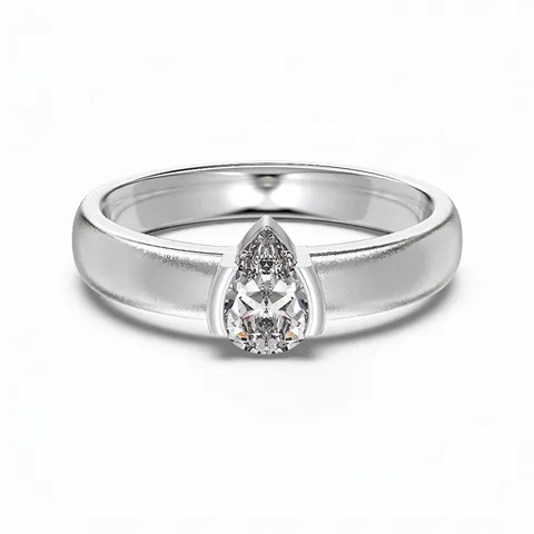 Anello in Argento Sterling S925 per Donna Moda Semplice con Zirconia a Goccia Intarsiata Finitura Opaca Spazzolata Elegante Anello da Dito