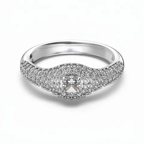 925 Sterling Silver Cushion Cut Zirconia Ring Full Pave Luxury Geometric Engagement Wedding Ring For Women Fashion Jewelry