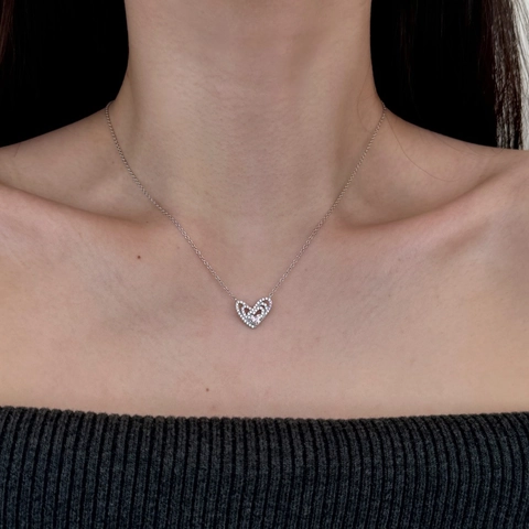 925 Sterlingsilber Rosa Herz Zirkonia Anhänger Halskette Für Damen Elegante Hohle Schlüsselbeinkette Schmuck Geschenk