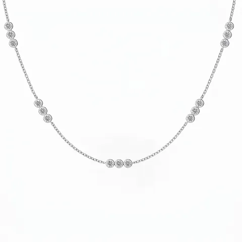 925 Sterling Silver Zirconia Necklace For Women Minimalist Geometric Round Station Clavicle Chain Necklace Elegant Commuter Jewelry Gift