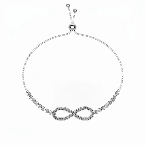 Bracciale Infinito in Argento Sterling 925 per Donna Design Mobius Catena Veneziana Regolabile Con Pavé di Zirconia Gioielli