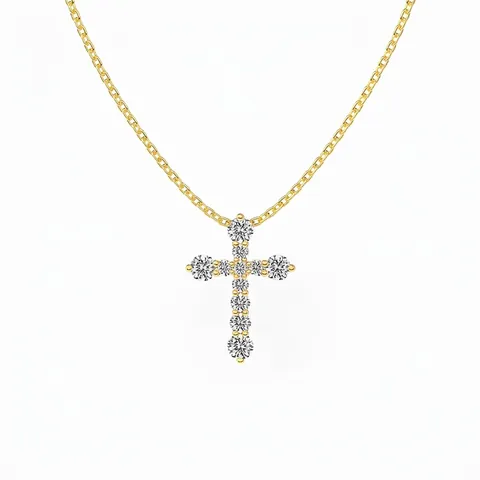 French Style 925 Sterling Silver Cross Pendant Necklace Zirconia Inlaid Gold Silver Plated Elegant Dainty Clavicle Chain Jewelry Gift