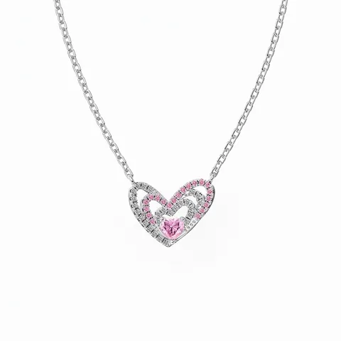 925 Sterlingsilber Rosa Herz Zirkonia Anhänger Halskette Für Damen Elegante Hohle Schlüsselbeinkette Schmuck Geschenk