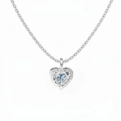 925 Sterlingsilber Herz Anhänger Halskette Geschmolzene Lava Stil Blau Rosa Strass Eingelegt Box Kette Damen Mode Schmuck