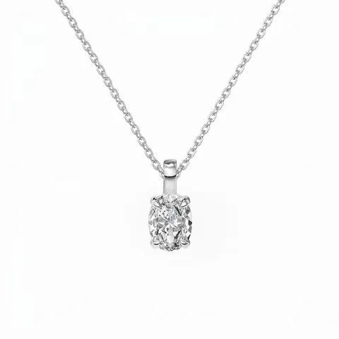925 Sterling Silver Oval Cubic Zirconia Pendant Necklace For Women Elegant Electroplated Clavicle Chain Jewelry Gift