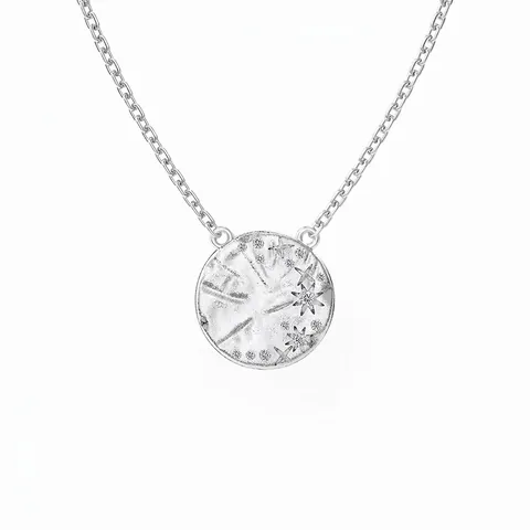 Collar con Colgante de Disco Redondo de Estrella de Plata de Ley 925 Minimalista Cadena de Clavícula Geométrica Joyería Mujer