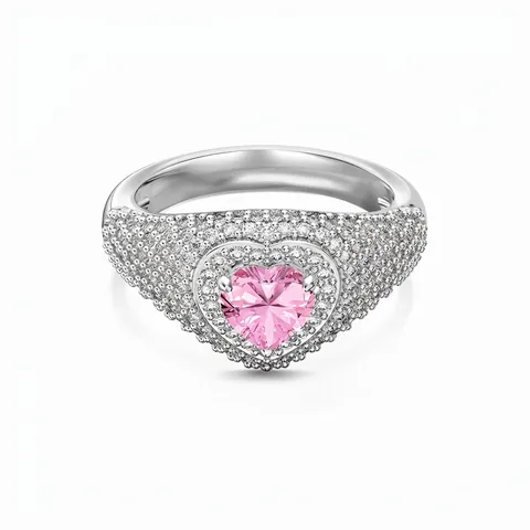 Lussuoso Anello a Forma di Cuore in Argento Sterling 925 per Donna Zirconia 5A Pavé Intarsiato Elegante Anello da Dito per Matrimonio Fidanzamento