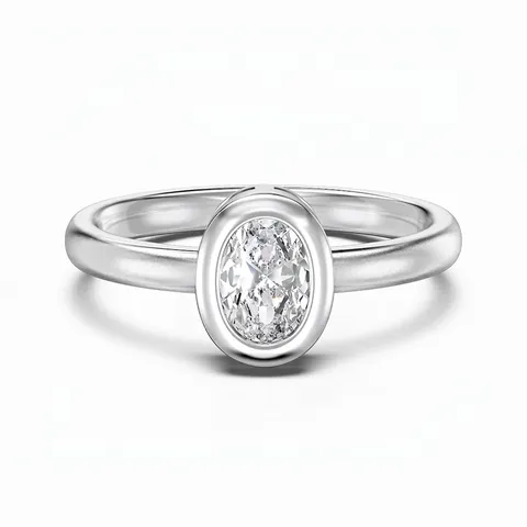 Semplice Anello in Argento Sterling 925 Con Zirconia Ovale per Donna Placcato Oro Platino Castone Opaco Gioielli da Sposa