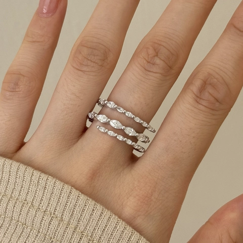 925 Sterling Silver Spiral Ring For Women Exquisite Zirconia Inlaid Multilayer Geometric Stackable Wedding Ring Jewelry