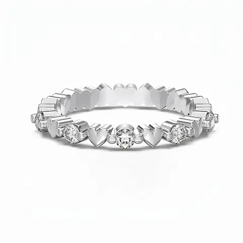 S925 Sterling Silver Heart Eternity Ring For Women Cubic Zirconia Pave Band Ring Dainty Wedding Engagement Jewelry Gift