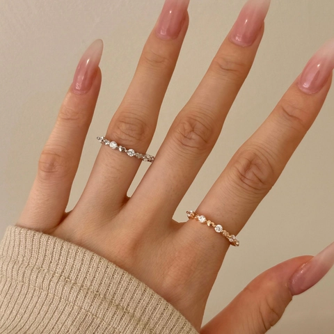 S925 Sterling Silver Heart Eternity Ring For Women Cubic Zirconia Pave Band Ring Dainty Wedding Engagement Jewelry Gift