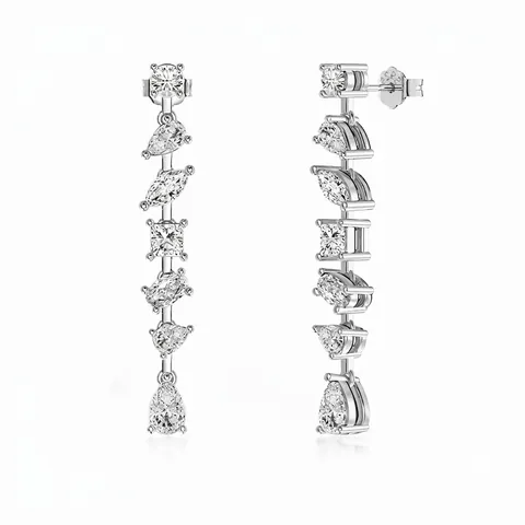 S925 Sterling Zilver Onregelmatige Zirconia Kwastje Hangoorbellen Voor Vrouwen Luxe Elegante Bruiloft Sieraden Cadeau