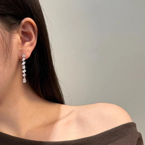 S925 Sterling Zilver Onregelmatige Zirconia Kwastje Hangoorbellen Voor Vrouwen Luxe Elegante Bruiloft Sieraden Cadeau