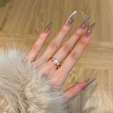 Luxury 925 Sterling Silver Ring For Women Elegant Artificial Pearl Rhinestone Geometric Gold Plated Fashion Daily Wedding Jewelry