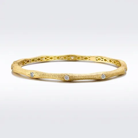 French Style 925 Sterling Silver Zirconia Bangle For Women Brushed Texture Luxury Bamboo Joint Design Bangle Jewelry Gift