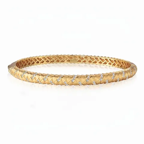 925 Sterling Silver Zirconia Bangle For Women Gold Plated Cable Twist Texture Elegant Sparkling Inlaid Jewelry Bracelet Gift