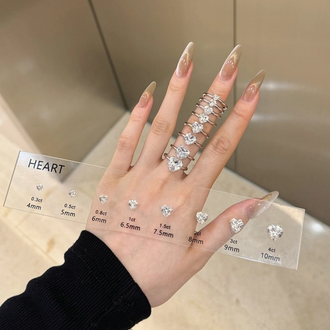 925 Sterling Silver Heart Shaped Zirconia Ring Minimalist Solitaire Engagement Wedding Finger Jewelry For Women