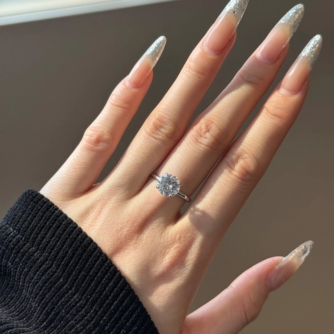 925 Sterling Silver Solitaire Ring For Women 5A Cubic Zirconia Engagement Wedding Ring Classic Claw Setting Proposal Jewelry Gift