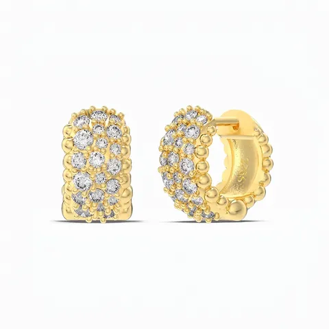 Lussuosi Orecchini Huggie in Argento Sterling 925 per Donna Con Zirconia Pavé Tondi Geometrici Gioielli di Moda Regalo