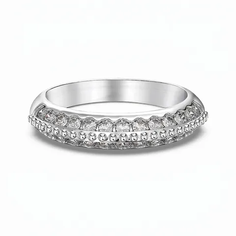 Bague en Argent Sterling S925 Pavée de Zirconia pour Femme Design Exquis à Double Rangée Bijoux de Mode Délicats Cadeau