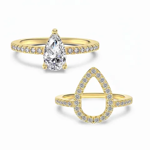 925 Sterling Silver Pear Cut Zirconia Ring Exquisite Teardrop Hollow Design Adjustable Ring Platinum Gold Hand Jewelry For Women