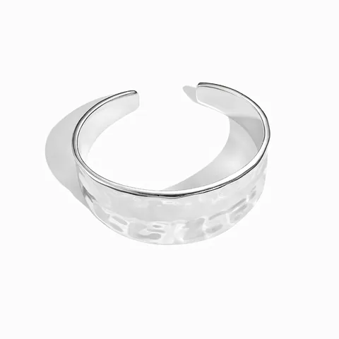 S925 Sterlingsilber Gehämmerter Armreif Für Damen Vintage Breit Wasserwelle Offenes Armband Retro Elegant Heavy Industry Schmuck