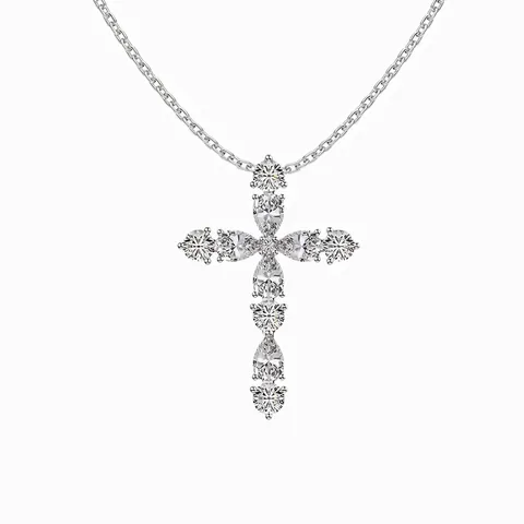 925 Sterling Silver Cross Pendant Necklace For Women Exquisite Zirconia Inlaid Gold Silver Plated Chain Fine Jewelry Gift