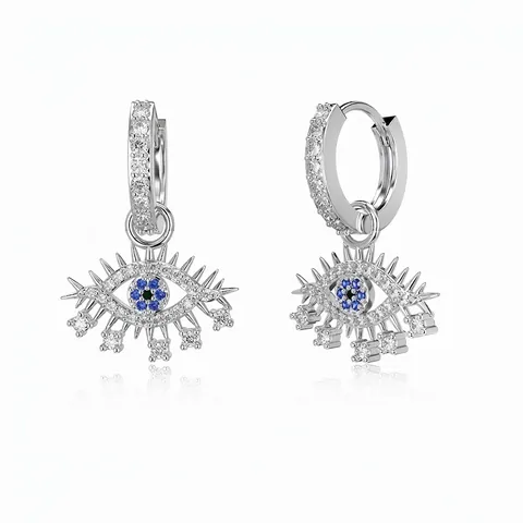 Pendientes de Botón de Ojo Turco de Plata de Ley S925 Lujosos para Mujer Con Circonia Incrustada Joyería de Moda Regalo
