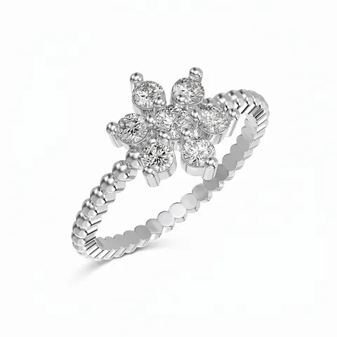 Elegante Anello a Fiocco di Neve in Argento Sterling S925 con Zirconia per Donna Brillante Anello Intarsiato Gioielli