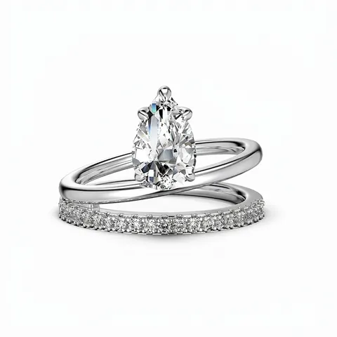 S925 Sterling Silver Teardrop Stacking Ring Set For Women Pear Shaped Zirconia Engagement Wedding Band Fashion Jewelry