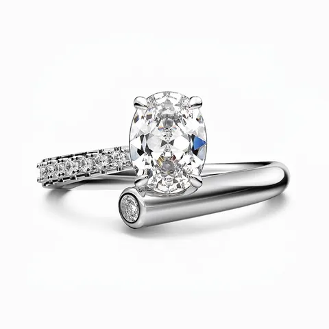 Anello in Argento Sterling 925 Con Zirconia Taglio Ovale Elegante Design Bypass Fede Nuziale Fidanzamento Gioielleria Di Lusso Per Donna