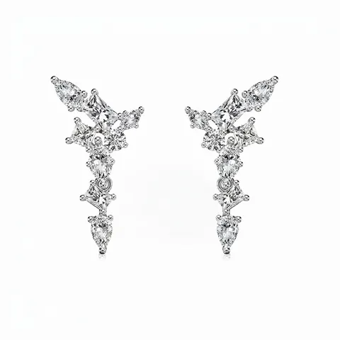 Luxury 925 Sterling Silver Water Drop Geometric Zirconia Stud Earrings 18K Gold Plated Inlaid For Women High-end Jewelry Gift