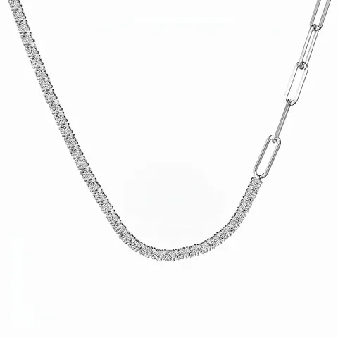 Collana a Catena Tennis a Graffetta in Argento Sterling 925 per Donna Gioielli di Lusso Pendolari con Intarsio di Strass Geometrici
