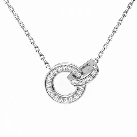 925 Sterling Zilveren Halsketting Met Dubbele In elkaar Grijpende Ring Hanger Voor Vrouwen Elegante Goud Zilver Zirconia Ketting