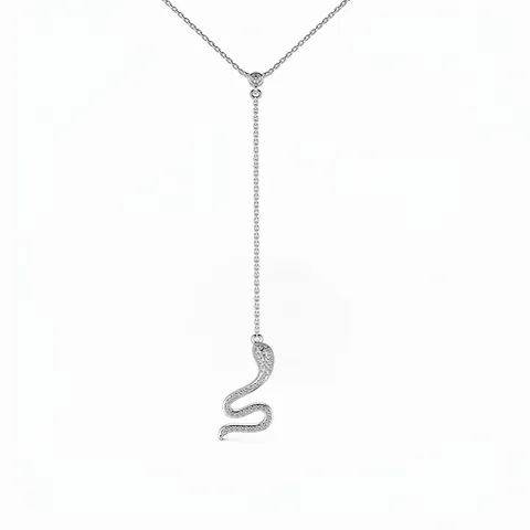 Collar de Serpiente de Plata de Ley S925 para Mujer Colgante de Animal con Circonia Incrustada Collar en Y de Moda
