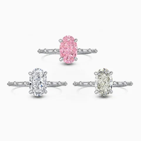 Anello in Argento Sterling S925 Zirconia Ovale Elegante Taglio a Fiore di Ghiaccio Zircone Intarsiato Gioielli Moda Donna Anello Regalo