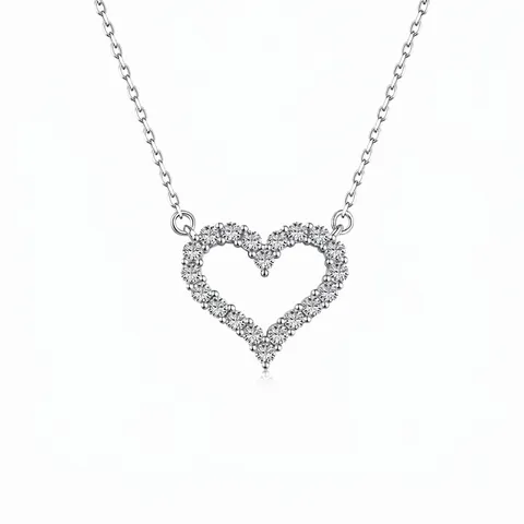Collana con Pendente a Cuore in Argento Sterling 925 per Donna Elegante Cuore Amore Cavo con Zirconia Intarsiata Gioielli