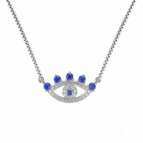 925 Sterling Silver Evil Eye Necklace For Women Cubic Zirconia Inlaid Luxury Korean Style Clavicle Chain Jewelry Gift