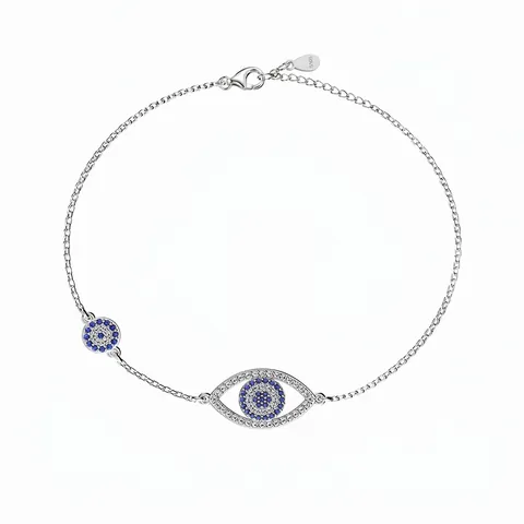 S925 Sterlingsilber Böser Blick Armband Für Damen Blau Weiß Zirkonia Eingelegt Hohles Design Zartes Verstellbares Gliederketten Schmuck