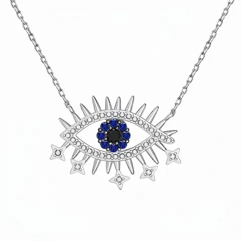 925 Sterling Silver Evil Eye Pendant Necklace For Women Zirconia Inlaid Hollow Star Charms Adjustable Chain Fashion Jewelry Gift