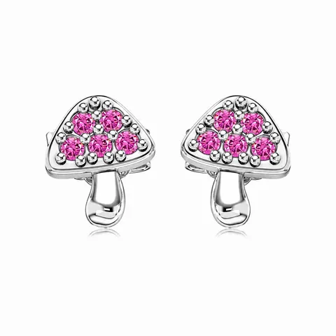 S925 Sterling Silver Mushroom Stud Earrings For Women Light Luxury Zirconia Inlaid Petite Dainty Ear Jewelry Accessories