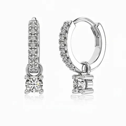 Orecchini a Cerchio con Pendente in Argento Sterling 925 e Zirconia per Donna Orecchini Pendenti Geometrici a U Gioielli