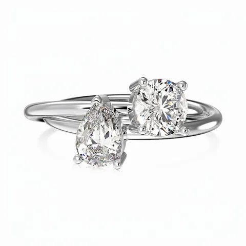 S925 Sterling Silver Dual Stone Ring Set For Women Pear Round Cut Zirconia Engagement Wedding Intercrossing Jewelry Ring
