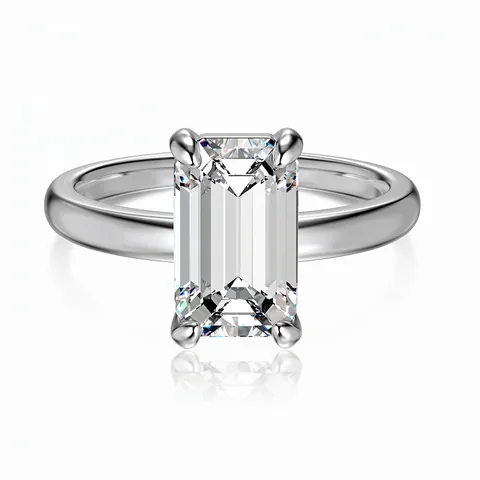 Elegant 925 Sterling Silver Emerald Cut Zirconia Ring Luxury Rectangular Zircon Inlaid Ring For Women Wedding Party Jewelry