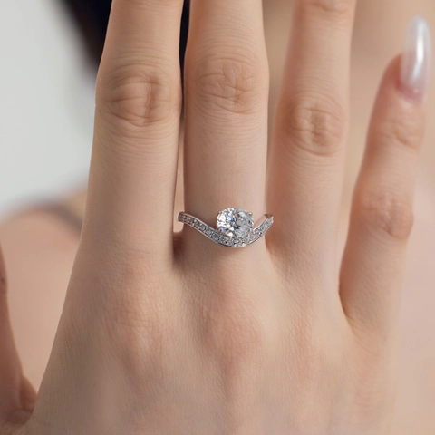 925 Sterlingsilber Oval Zirkonia V-Förmiger Ring Für Damen Eleganter Eingelegter Strass Hochzeitsband Mode Schmuck Geschenk