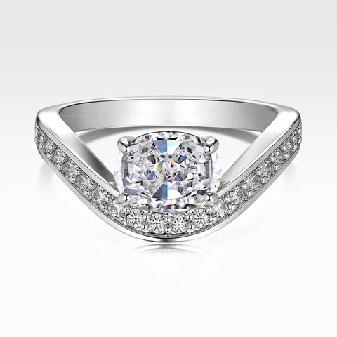 925 Sterlingsilber Oval Zirkonia V-Förmiger Ring Für Damen Eleganter Eingelegter Strass Hochzeitsband Mode Schmuck Geschenk