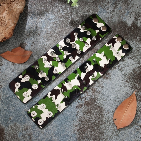 Camouflage Punk Spike Niet Armband Choker Für Herren Damen Legierung PU Leder Nieten Armreif Rock Industrial Schmuck